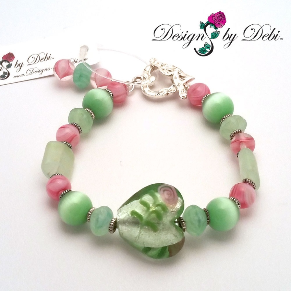 Hearts and Roses Toggle Bracelet OOAK